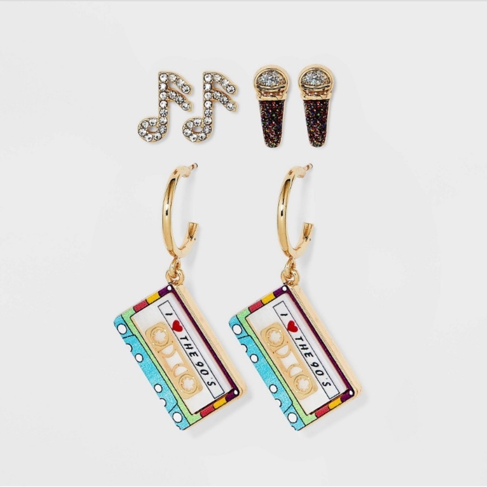 NWT SUGARFIX by BaubleBar Straight to Tape Statement Earring Set - Gold